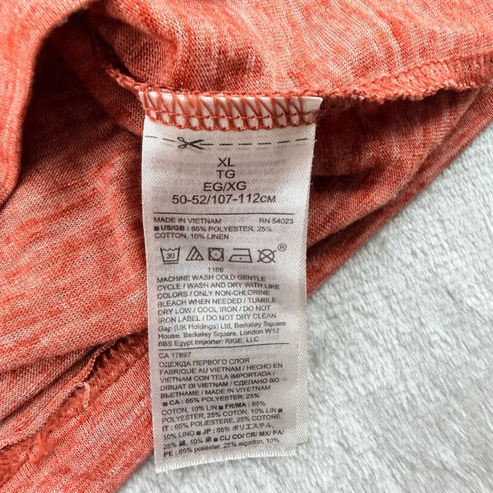 Banana Republic Vintage Tee Men's XL Orange Heathered Linen Blend V-Neck Pocket